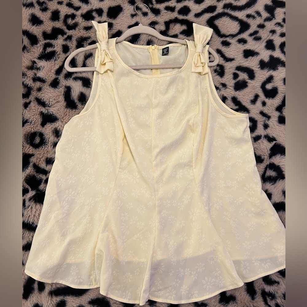 Light Yellow Floral Peplum Top